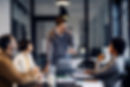 A businessman having presentation with colleagues about project