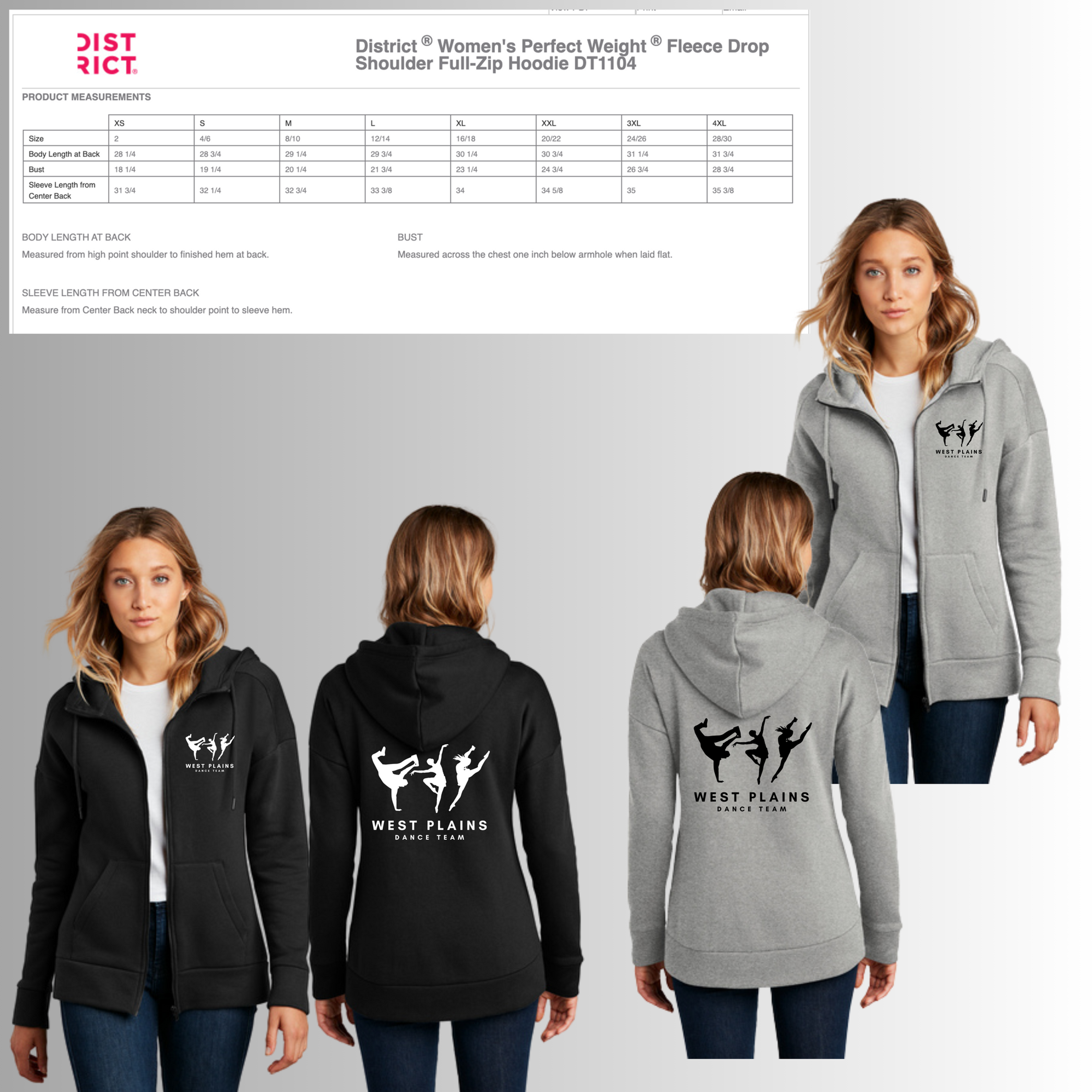 West Plains Dance Team Ladies Full Zip Hoodie