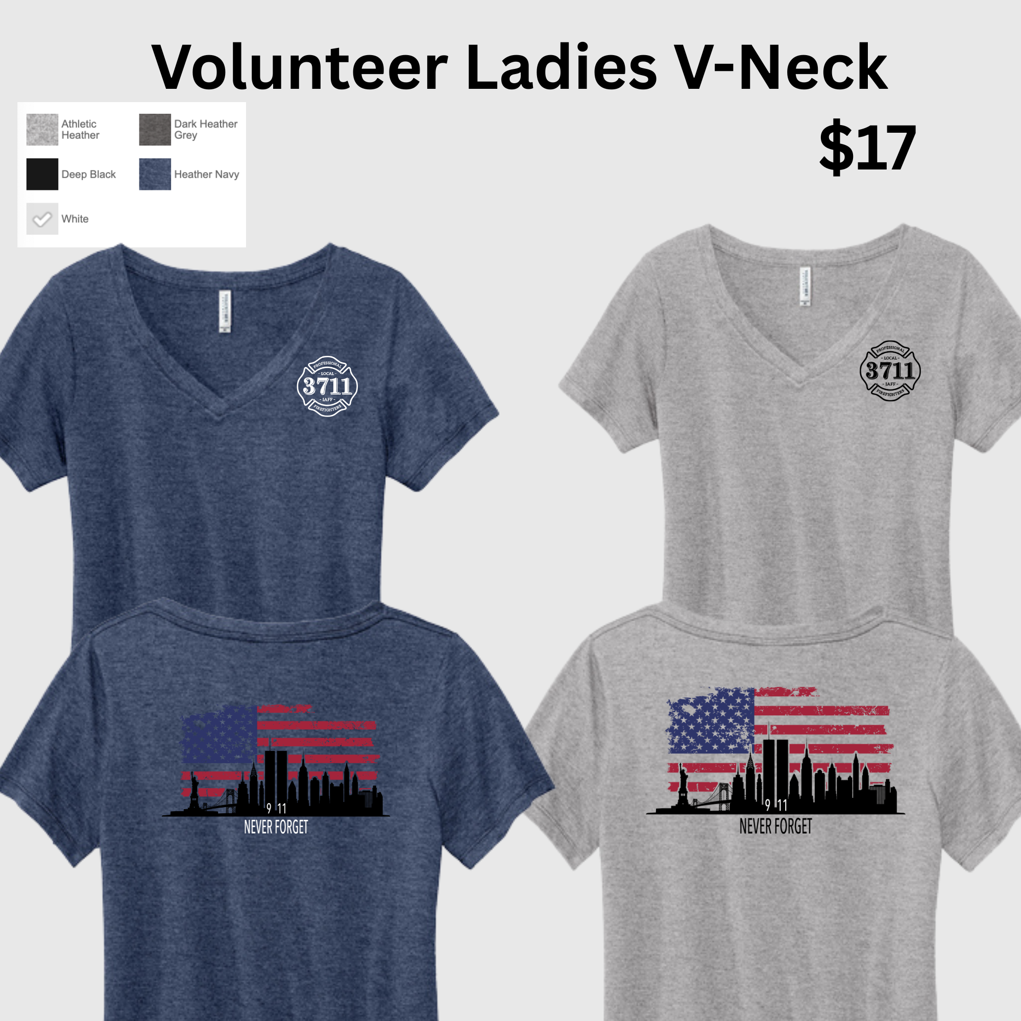 Volunteer Ladies V-Neck: Never Forget 9/11