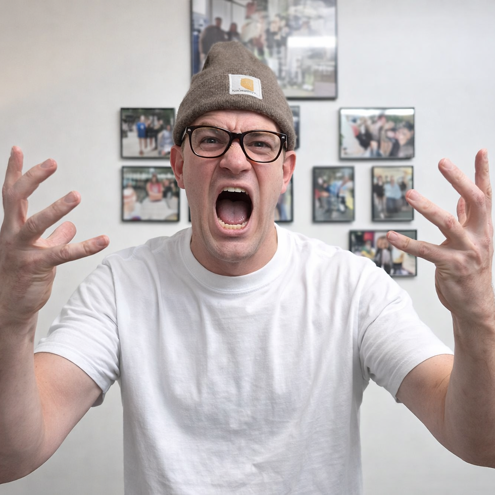 an AI image of an outraged person