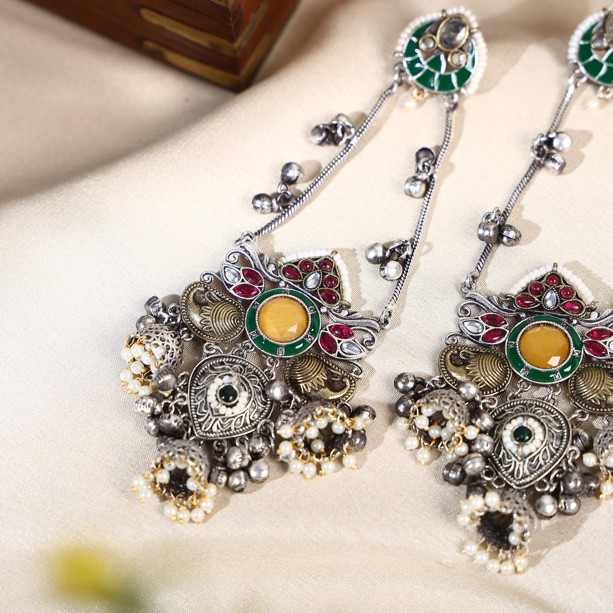 Dual Tone Long Kashmiri Jhumkas