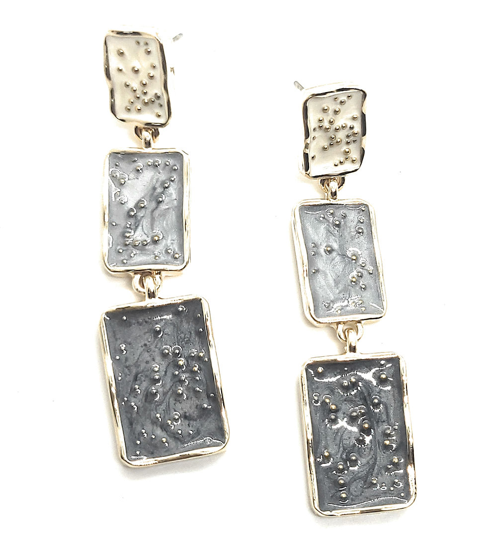 Thumbnail: Multicolored 3 layer Rectangle Shaped Dangler Earrings