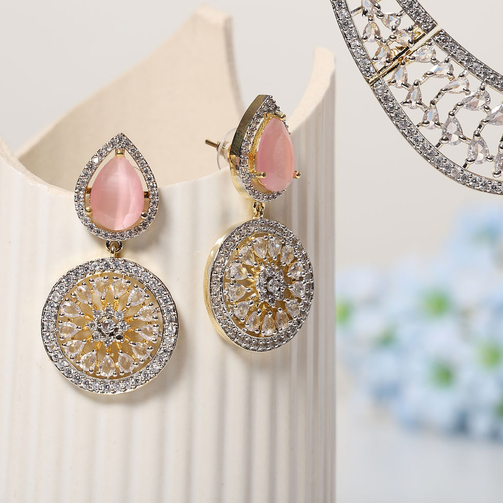 Exquisite AD Studded Necklace with Gold Polish