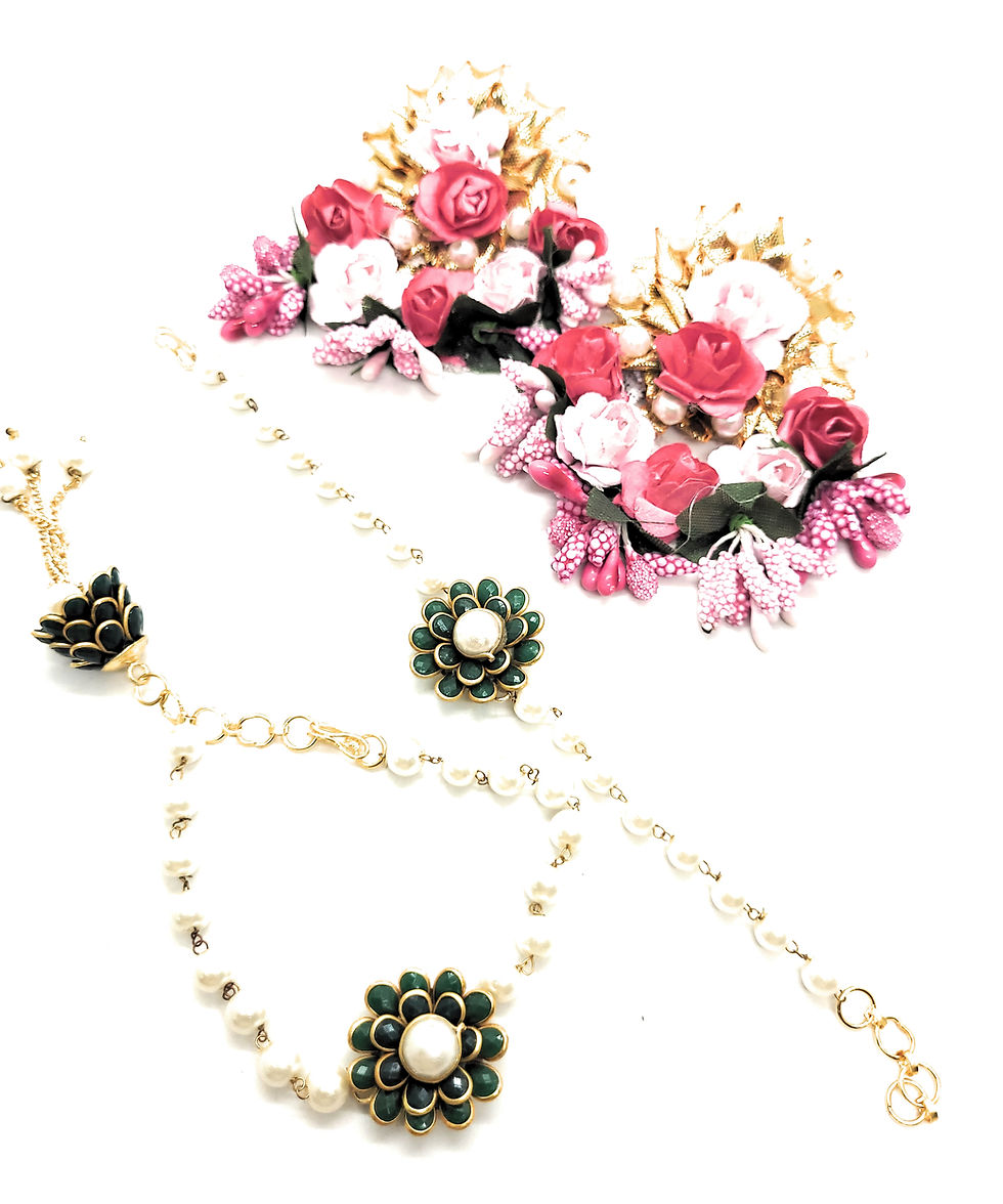 Thumbnail: Pachhi Kundan and Pearls Combo Rakhi Set for Brother and Bhabhi