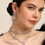 Thumbnail: Double line Silver Plated AD Choker Necklace & Earrings