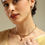 Thumbnail: Gold Plated AD Stone Studded Necklace with Small Drop Earrings
