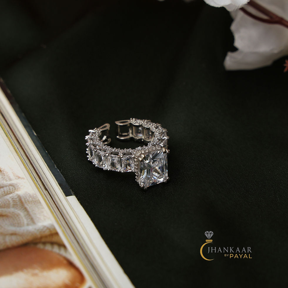 Thumbnail: Big Size Silver Rhodium Polish AD Wedding Wear Rings