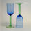 Thumbnail: Set of 2 blue wine glasses with green stem