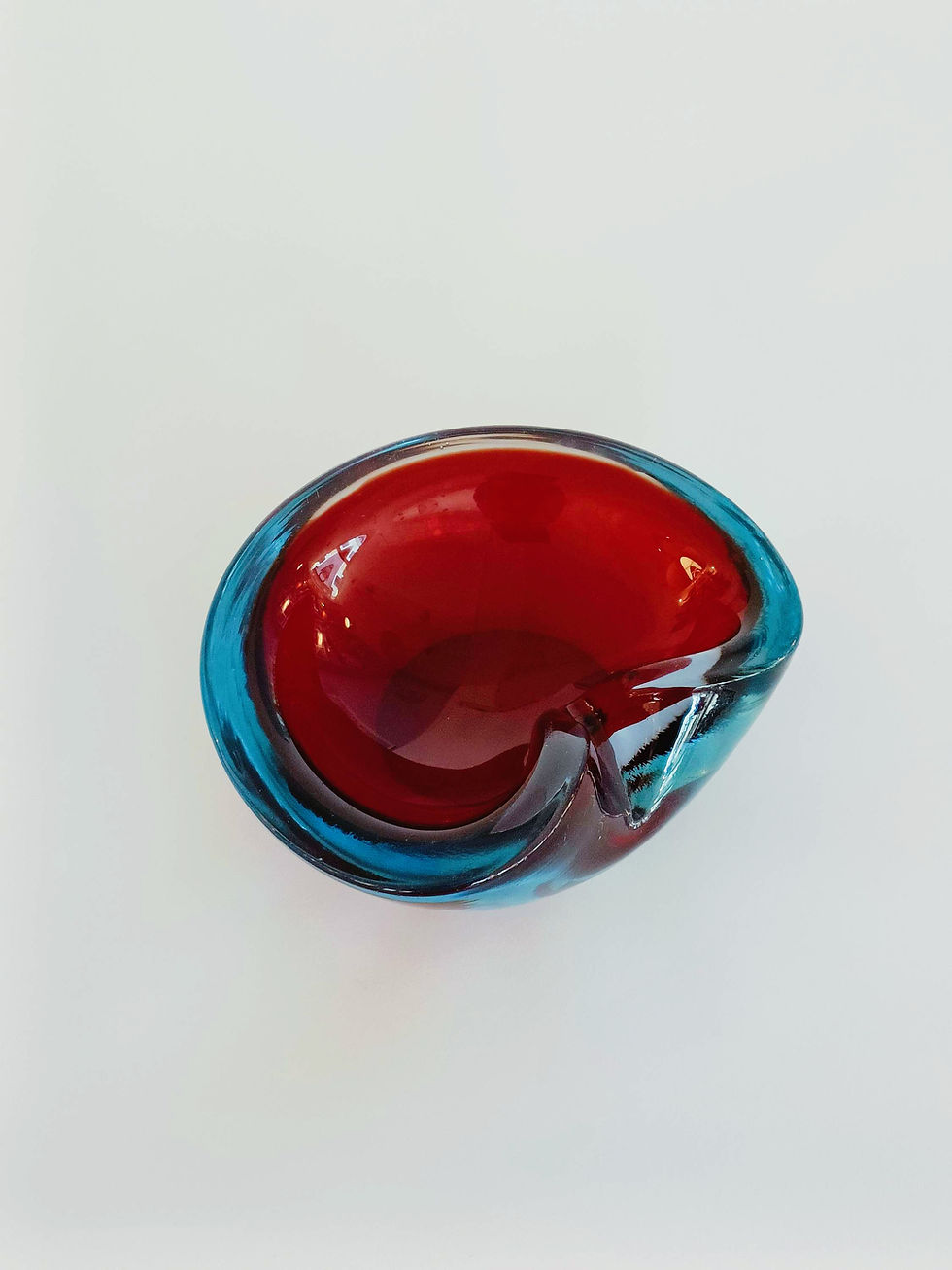 Thumbnail: Red/blue sculptural Murano glass bowl