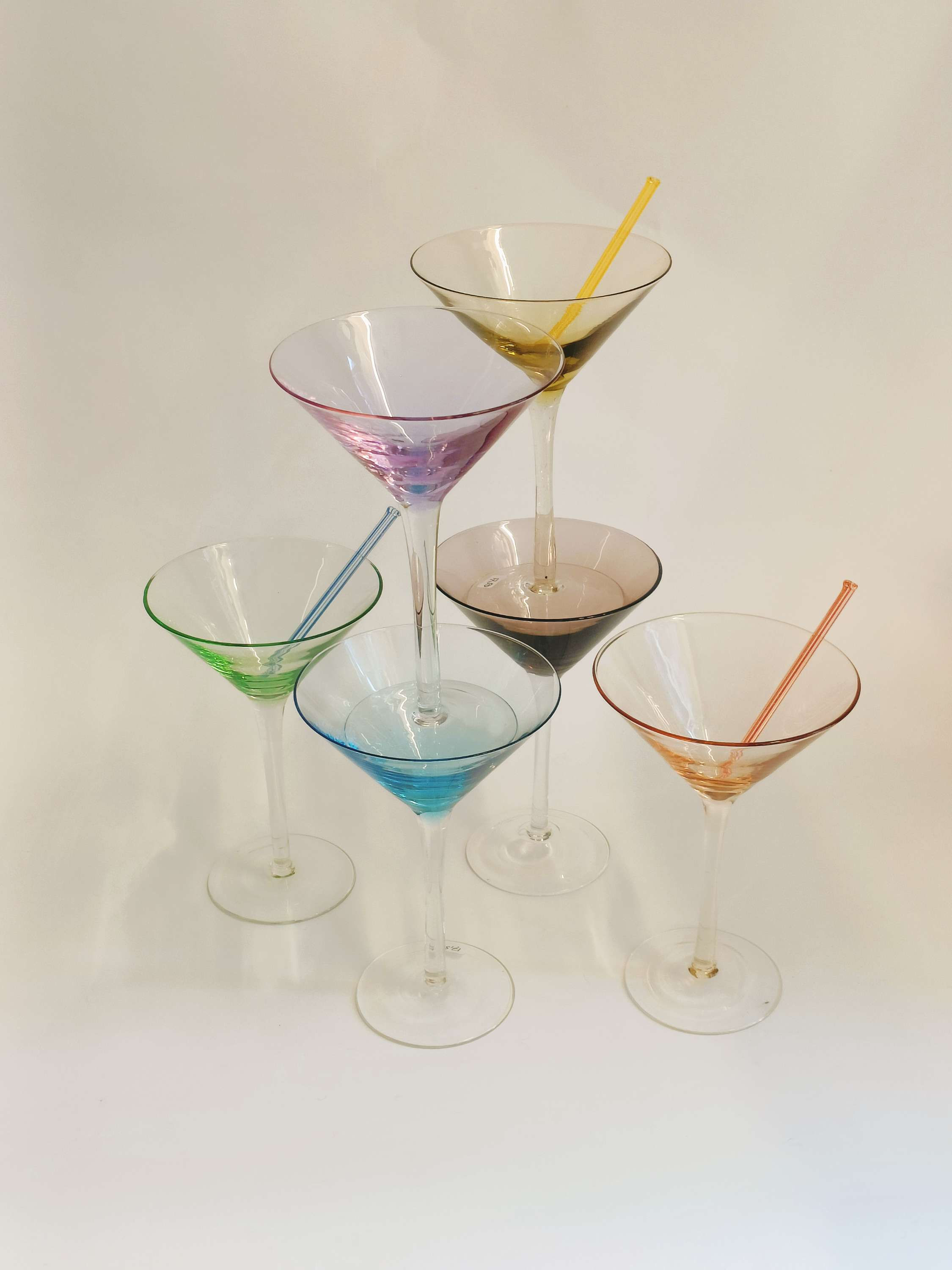 Set of 6 colored cocktail glasses