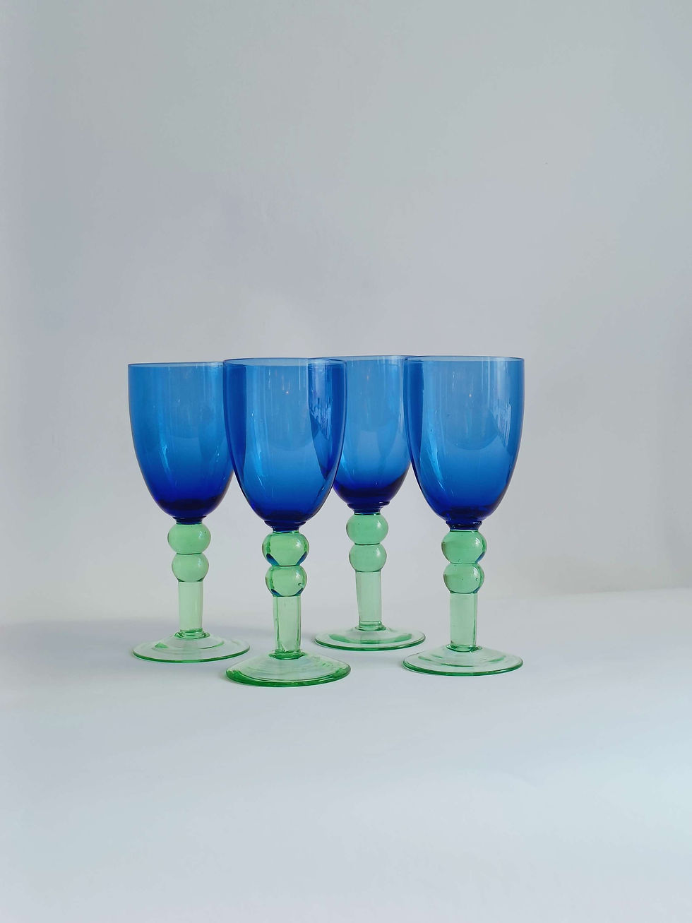 Thumbnail: Set of 4 blue/green wine glasses