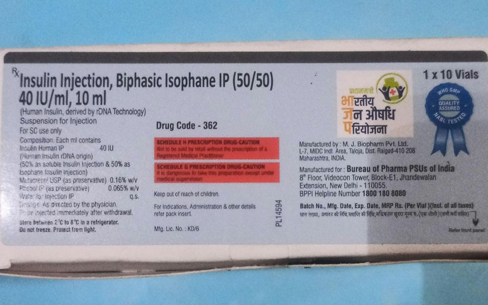 Biphasic Isophane 50/50 40iu/ml,10 ml, insulin injection , 1 piece