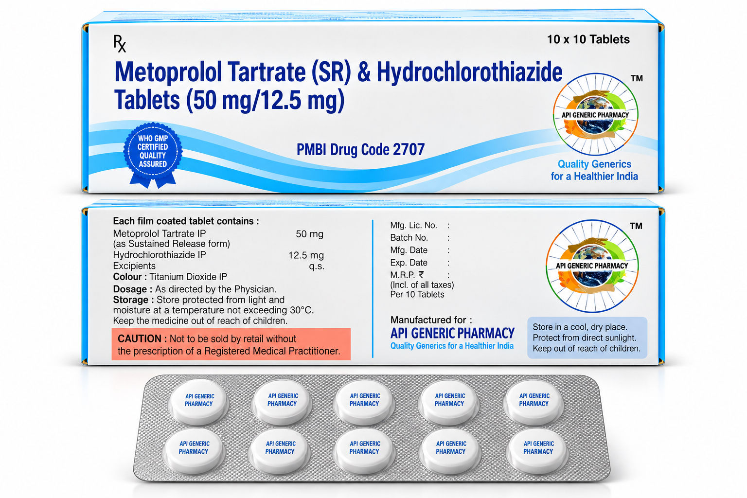 METOPROLOL & HYDROCHLOROTHIAZIDE (50/12.5)MG TAB, 10TAB