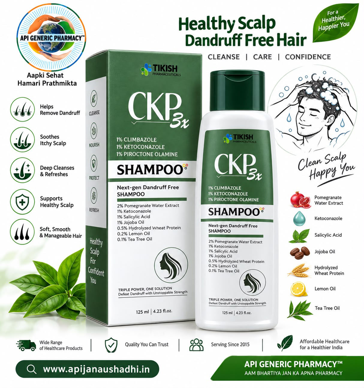 CKP 3X, Ketoconazole shampoo,125 ml