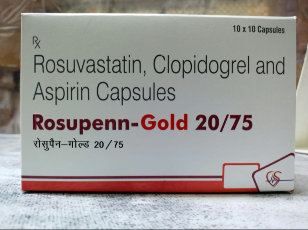 Like Rosuva gold 20,Rosuvastatin+Aspirin+Clopidogrel(20+75+75), 10 capsules