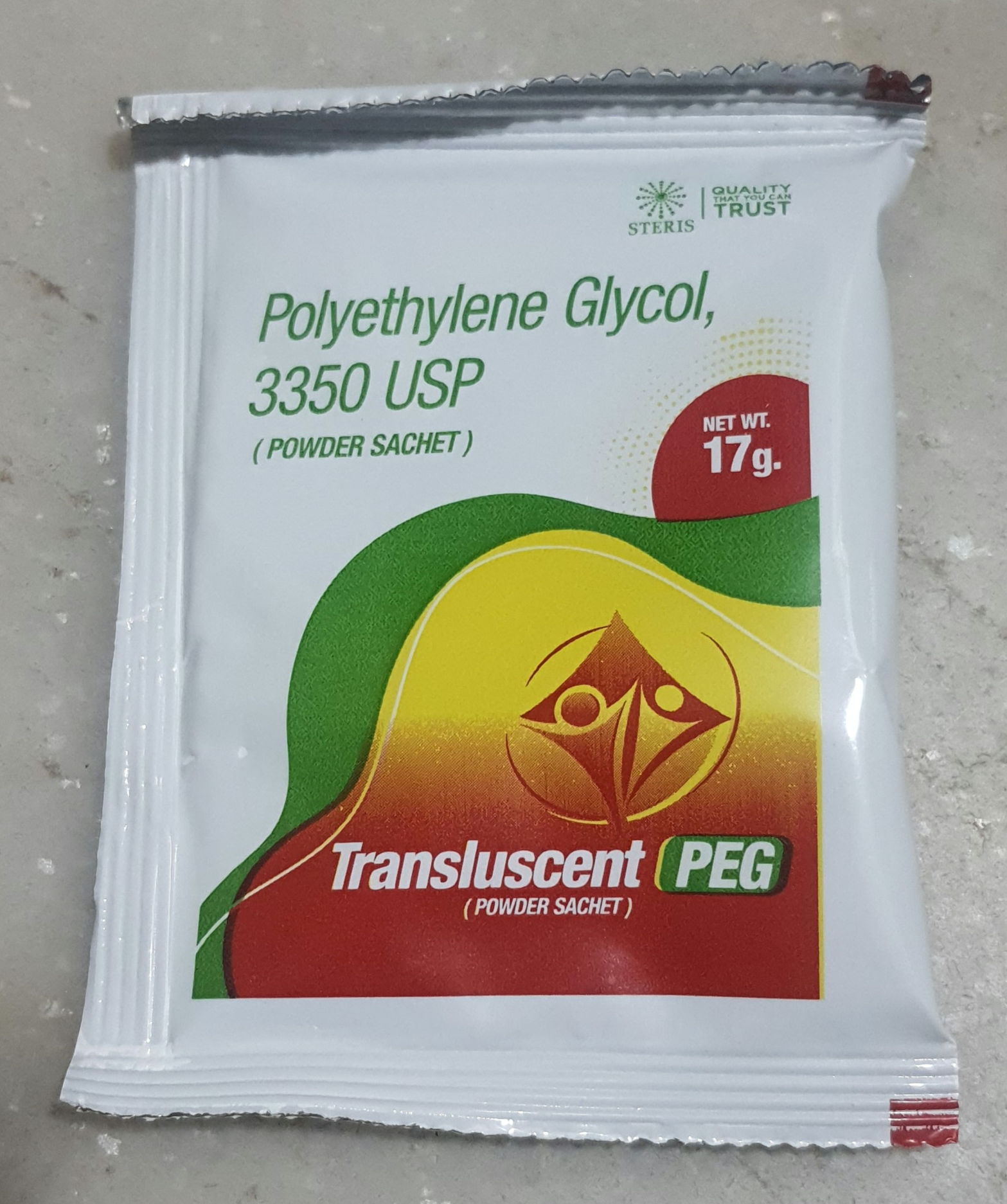 Translucent peg, sachets, 17g , Polyethelyne glycol 3350