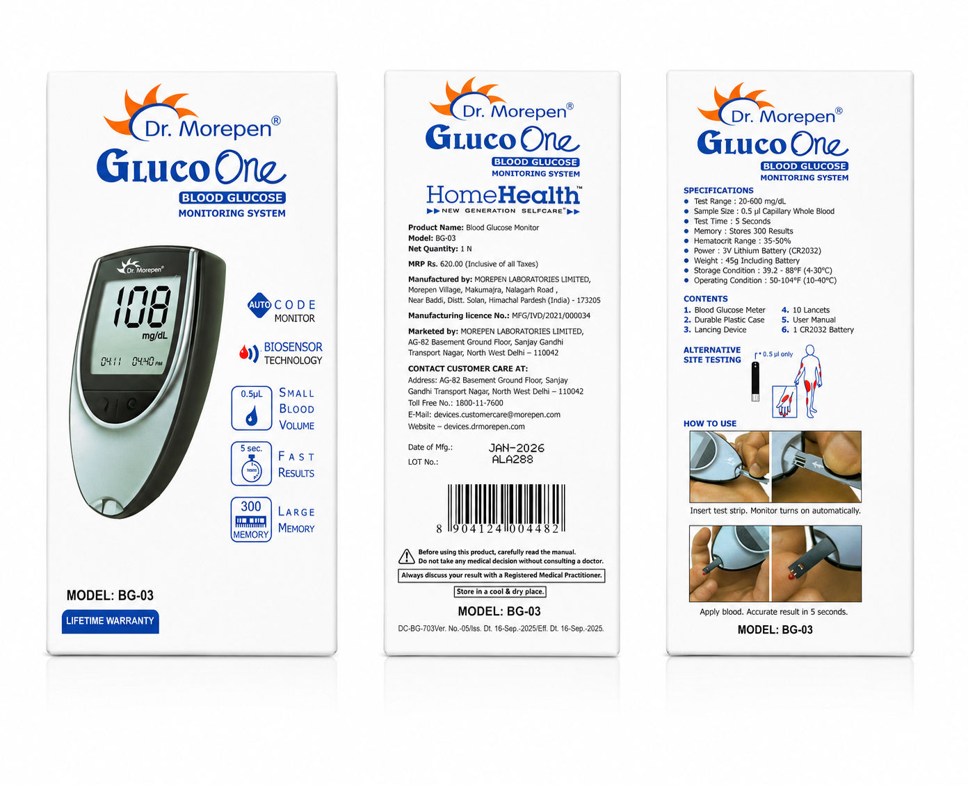 Digital Glucometer Dr Morepan ,1 kit , 25 strips free