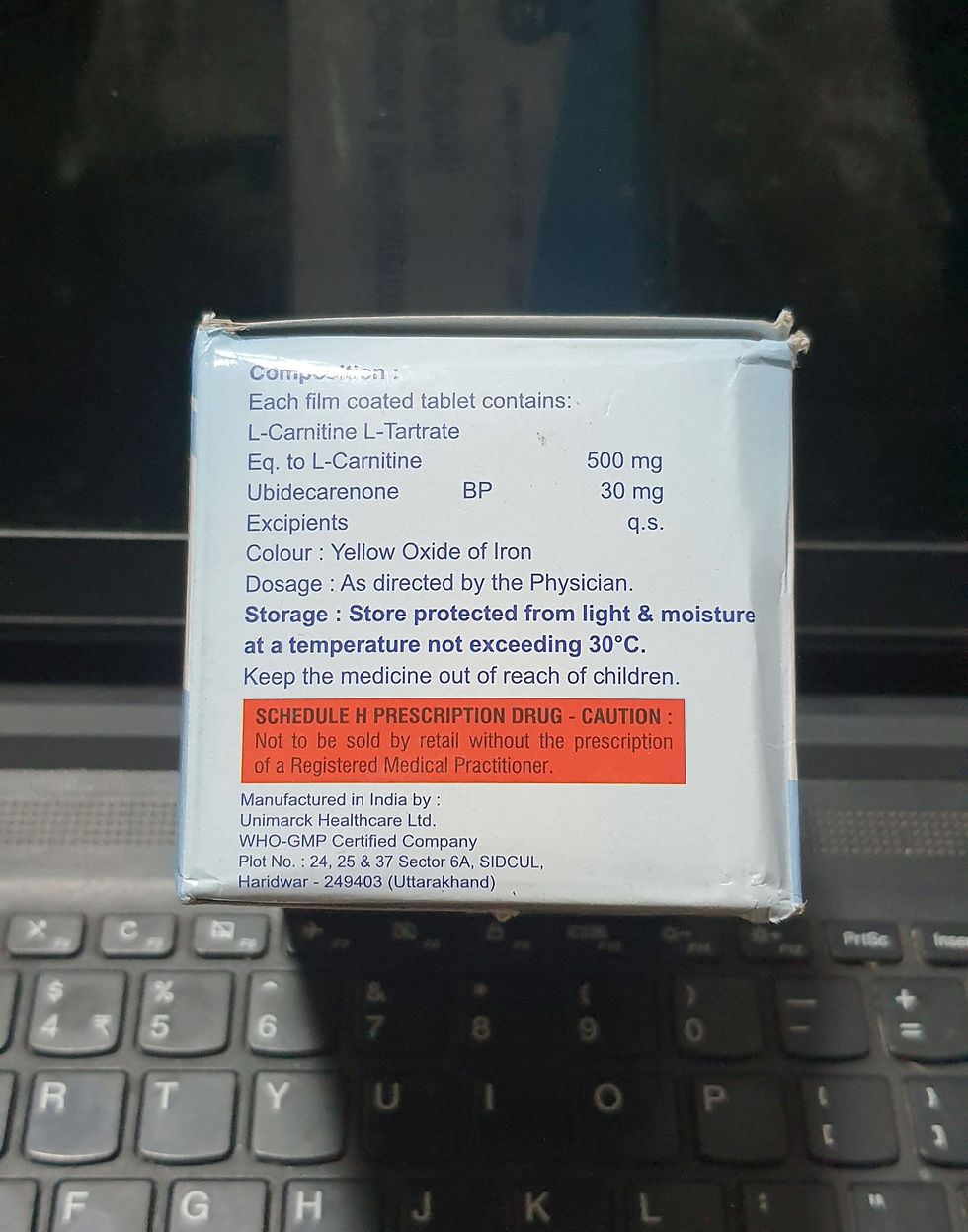 थंबनेल: Like Ubinext LC, L-Carnitine & Ubidecarenone 500mg/30mg Tablets, 10 Tab.
