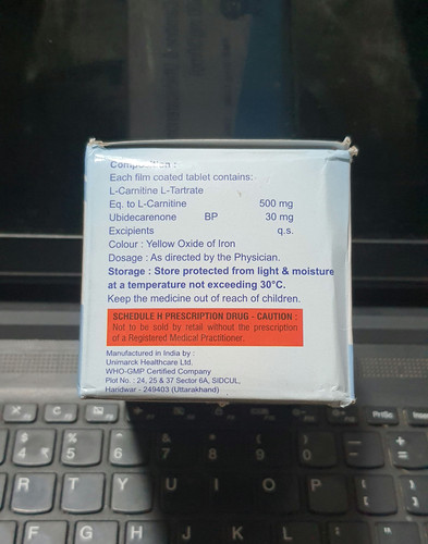 ubidecarenone 30 mg l-carnitine 500 mg Compounded Carnitine (L) Injection L-Carnitine, 500 mg, 30 vegetarian