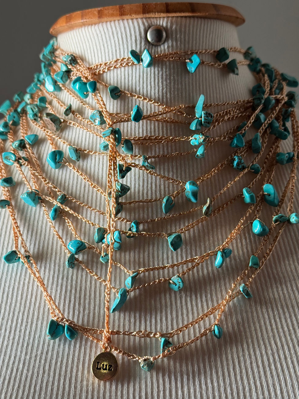 Miniatura: Colar Mix Pedras Naturais & Crochê 