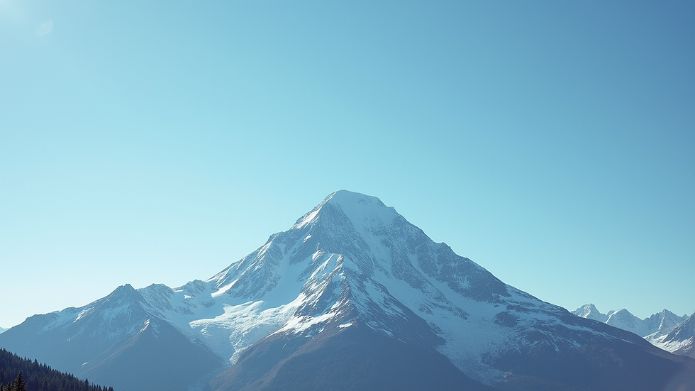 Close-up view of a mountain peak under a clear blue sky