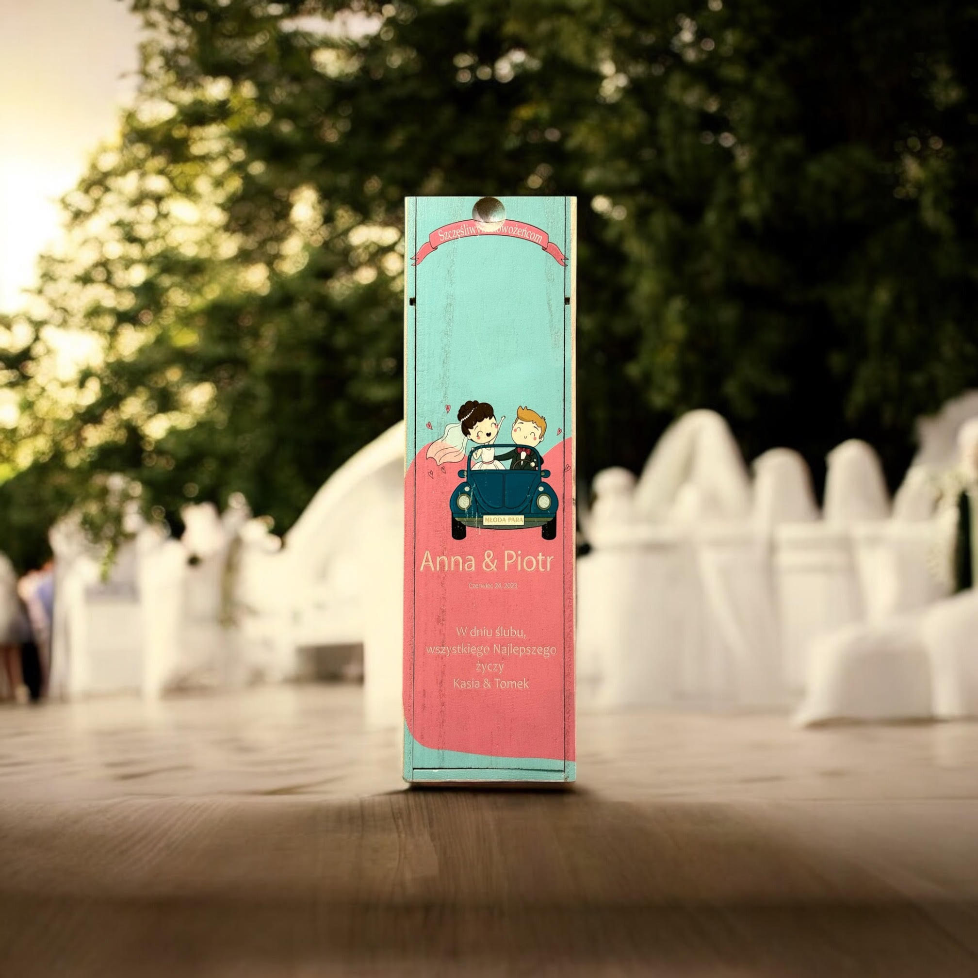 OPAKOWANIE NA WINO Z DEDYKACJĄ , PREZENT ŚLUBNY WINO