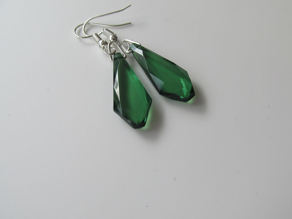 Thumbnail: Handmade Dark Green Dangle Pendant Dangle Earrings
