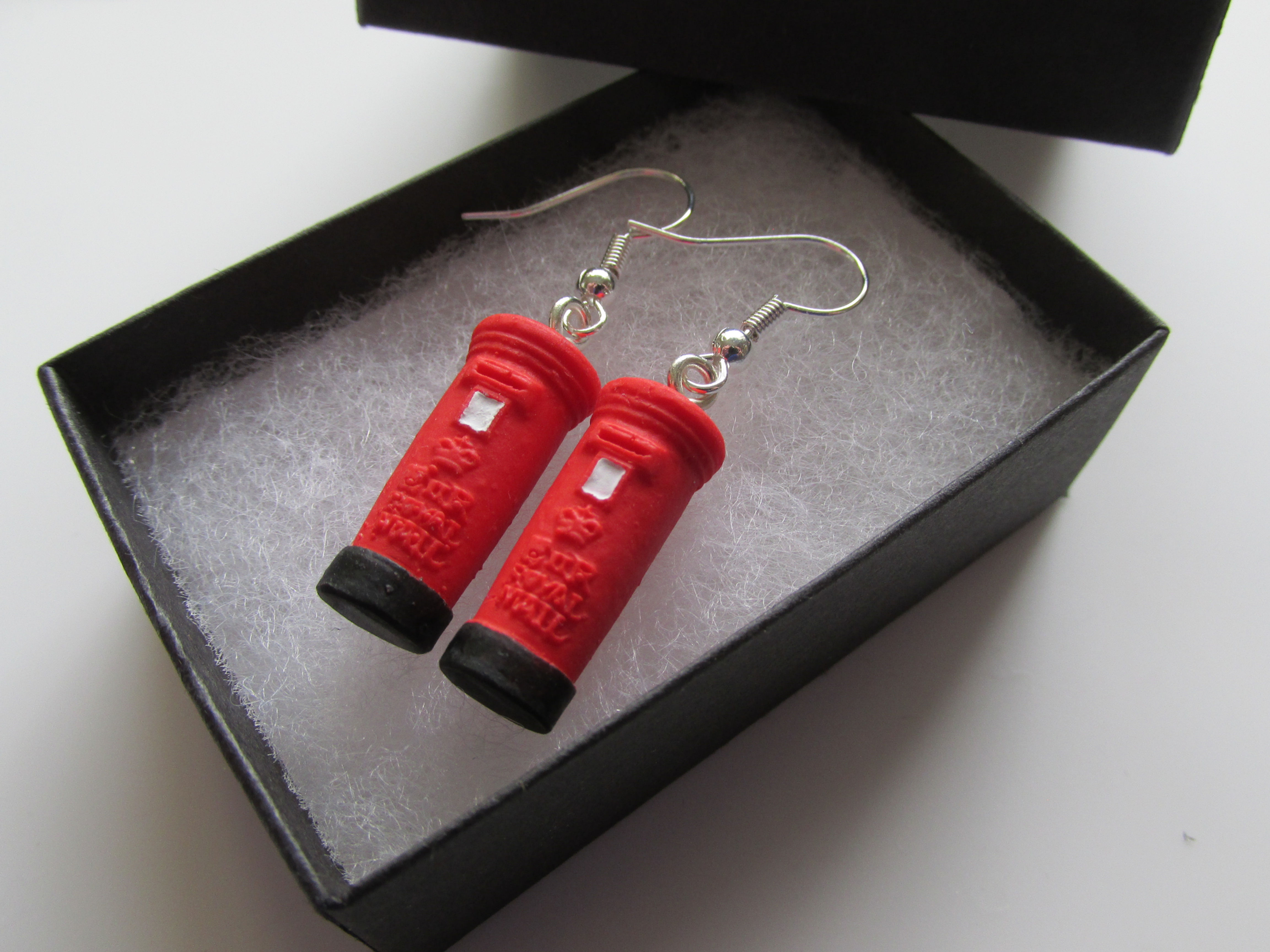 Handmade Fun Miniature Red Post Letter Mail Box  Earrings