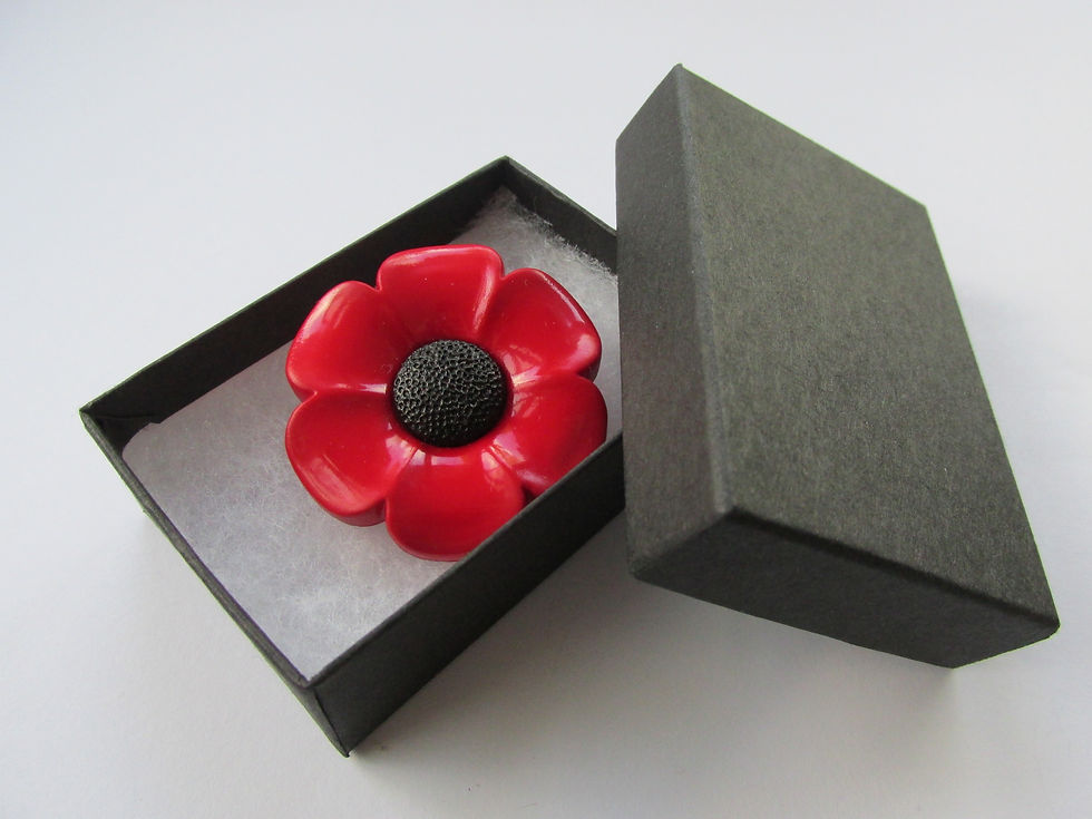 Thumbnail: Handmade Large Red and Black Poppy Flower Brooch Pin