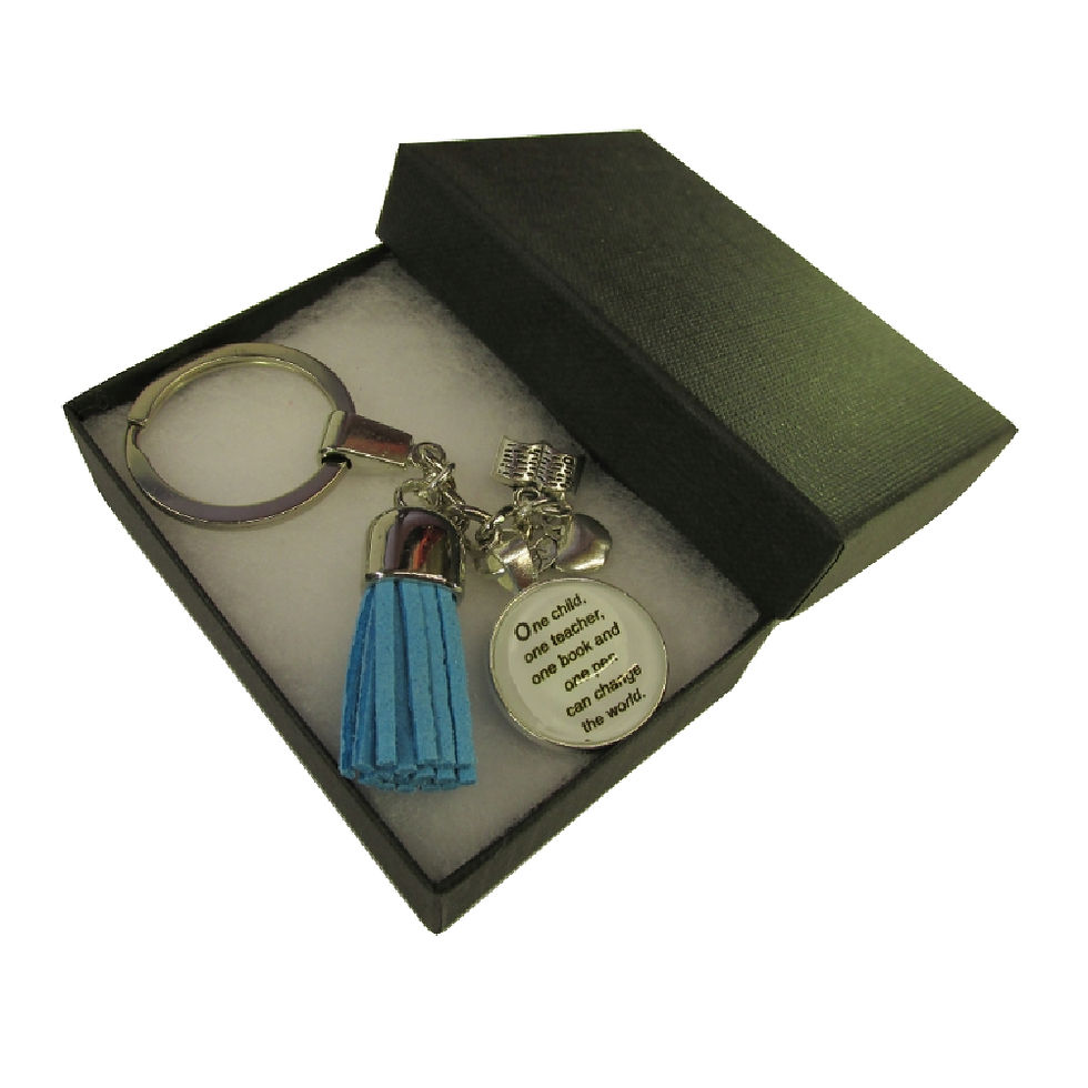 Thumbnail: Handmade One Child One Teacher Inspired Silver Plated Keyring With Tassel