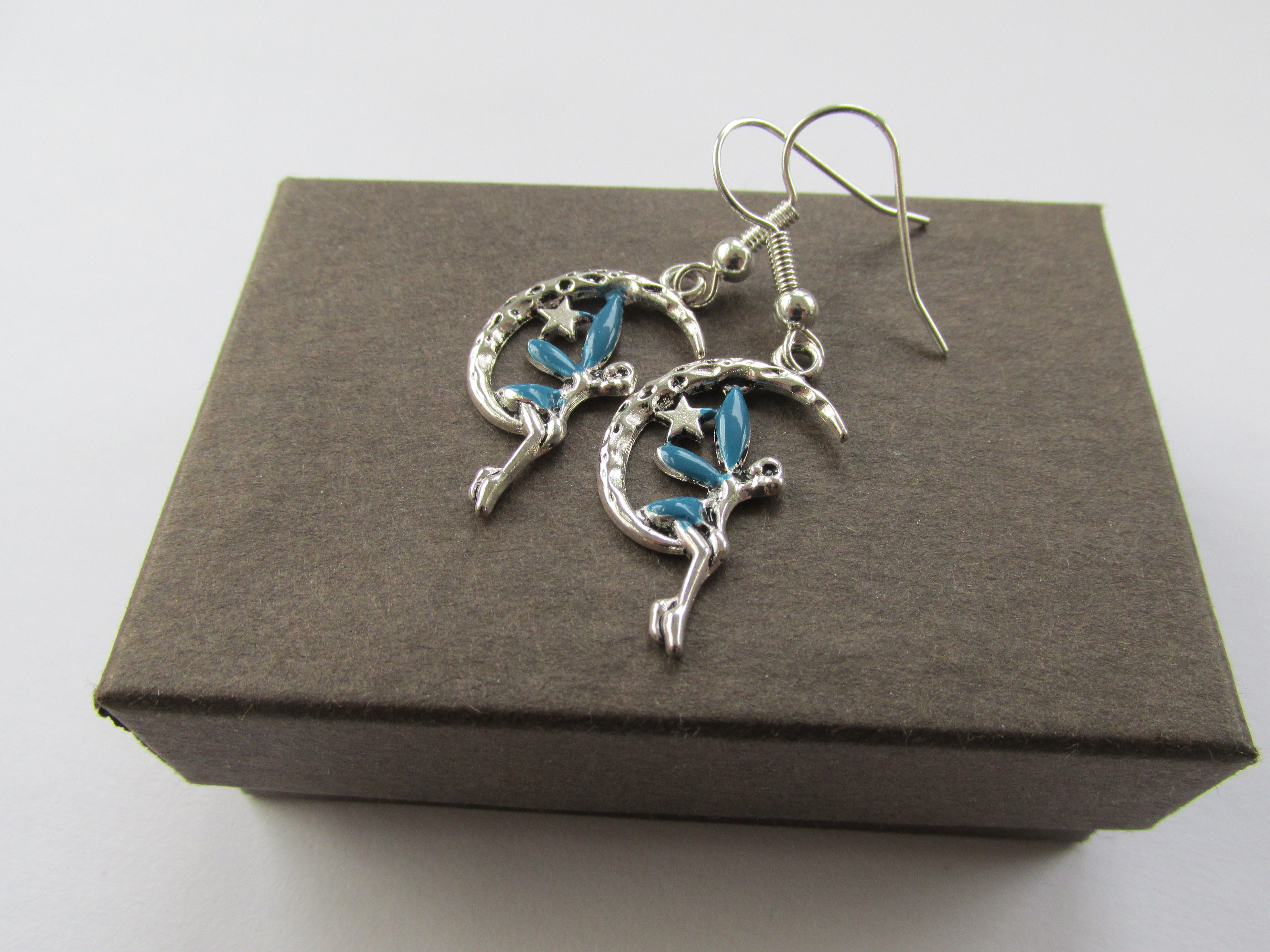 Handmade Tibetan Silver - Turquoise Blue Fairy Dangle Earrings - Gift B