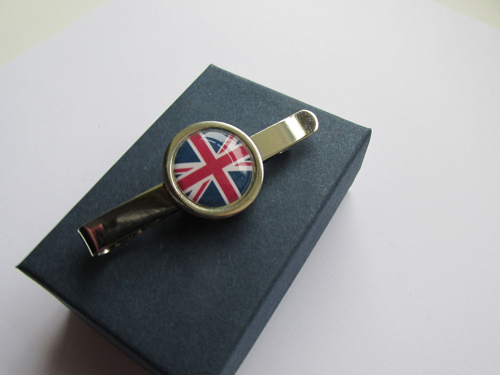 Thumbnail: Handmade Union Jack Flag - Silver Plated Tie Pin Slide Clip