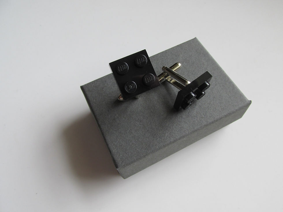 Thumbnail: Handmade Lego Themed Black Brick - Silver Plated Cufflinks