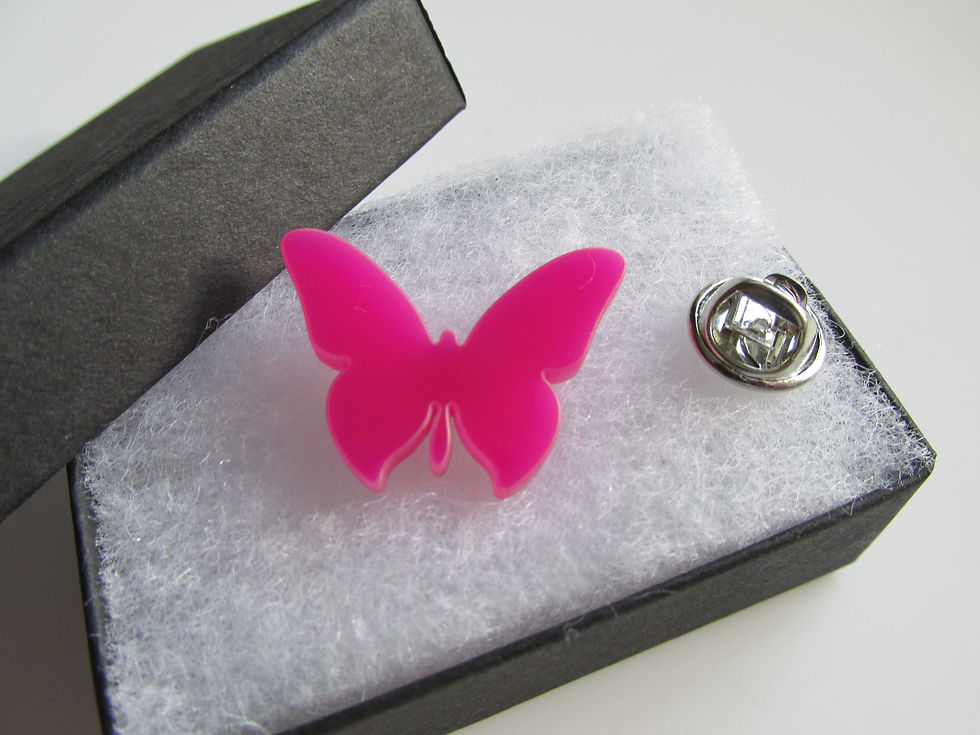 Thumbnail: Handmade Pretty Pink Butterfly Brooch Tac Pin