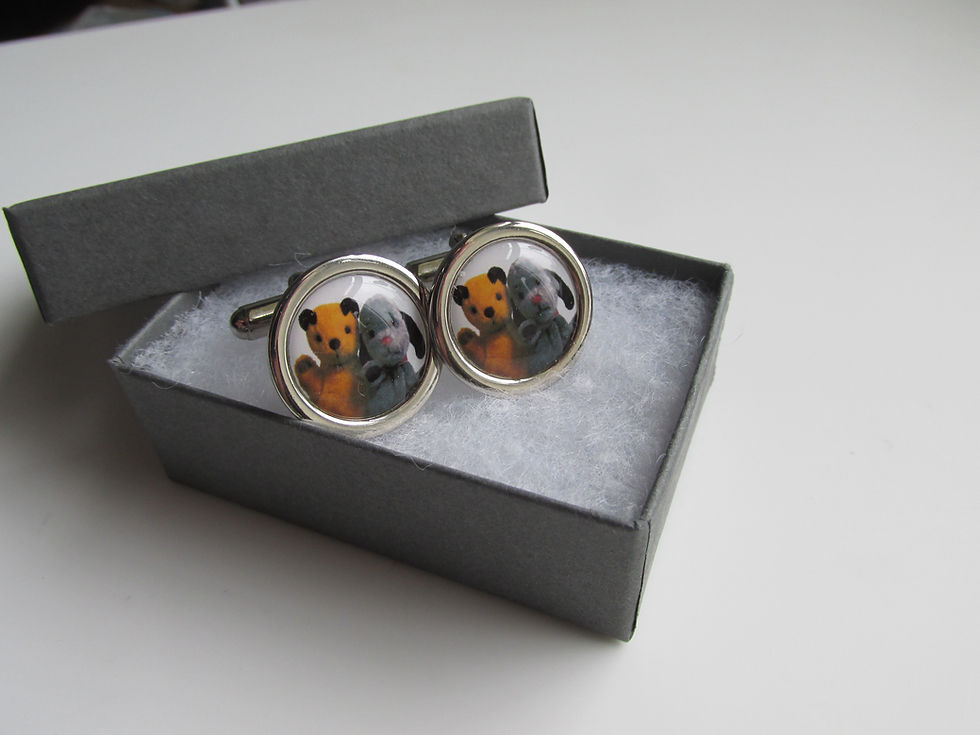 Thumbnail: Handmade Sooty & Sweep Iconic Puppet Themed - Silver Plated Cufflinks