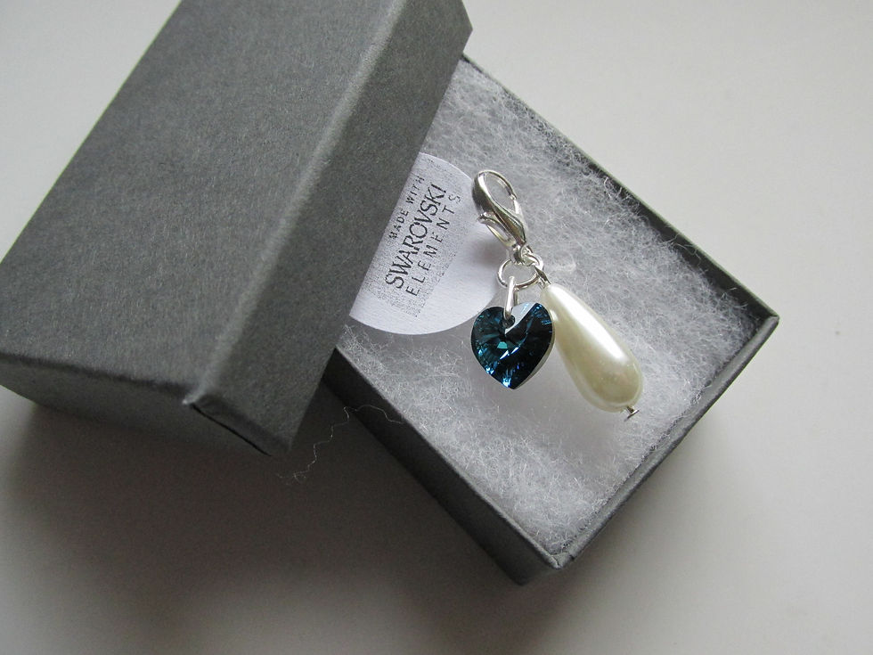 Thumbnail: Handmade Wedding Gift for the Bride Something Bermuda Blue Heart Clip on Charm