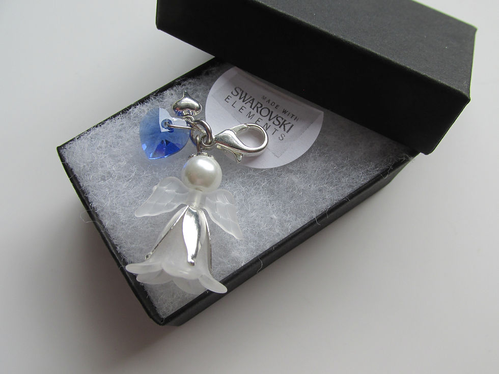 Thumbnail: Handmade For The Bride - Something Blue Swarovski Elements Guardian Angel Charm