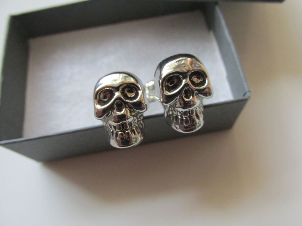 Thumbnail: Handmade Silver Skull Pirate Halloween Gothic Inspired Mens Cufflinks