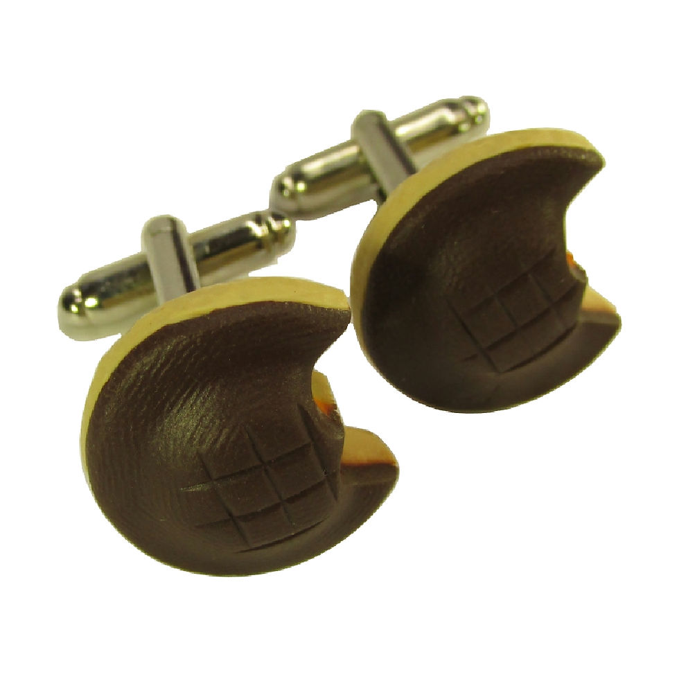 Thumbnail: Handmade Novelty Fun - Yummy Mini Jaffa Cake Charm Cufflinks - Gift Idea