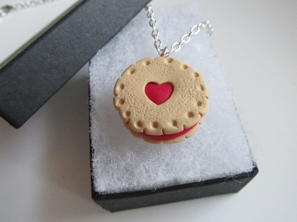 Thumbnail: Handmade Fun Jammie Dodger Biscuit Pendant Chain Necklace