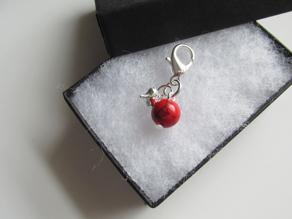 Thumbnail: Handmade Red Howlite Gemstone Mini Heart Clip on C