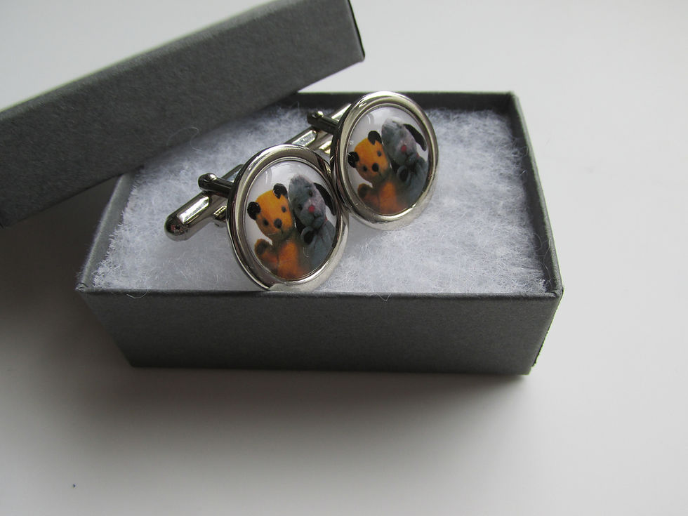 Thumbnail: Handmade Sooty & Sweep Iconic Puppet Themed - Silver Plated Cufflinks