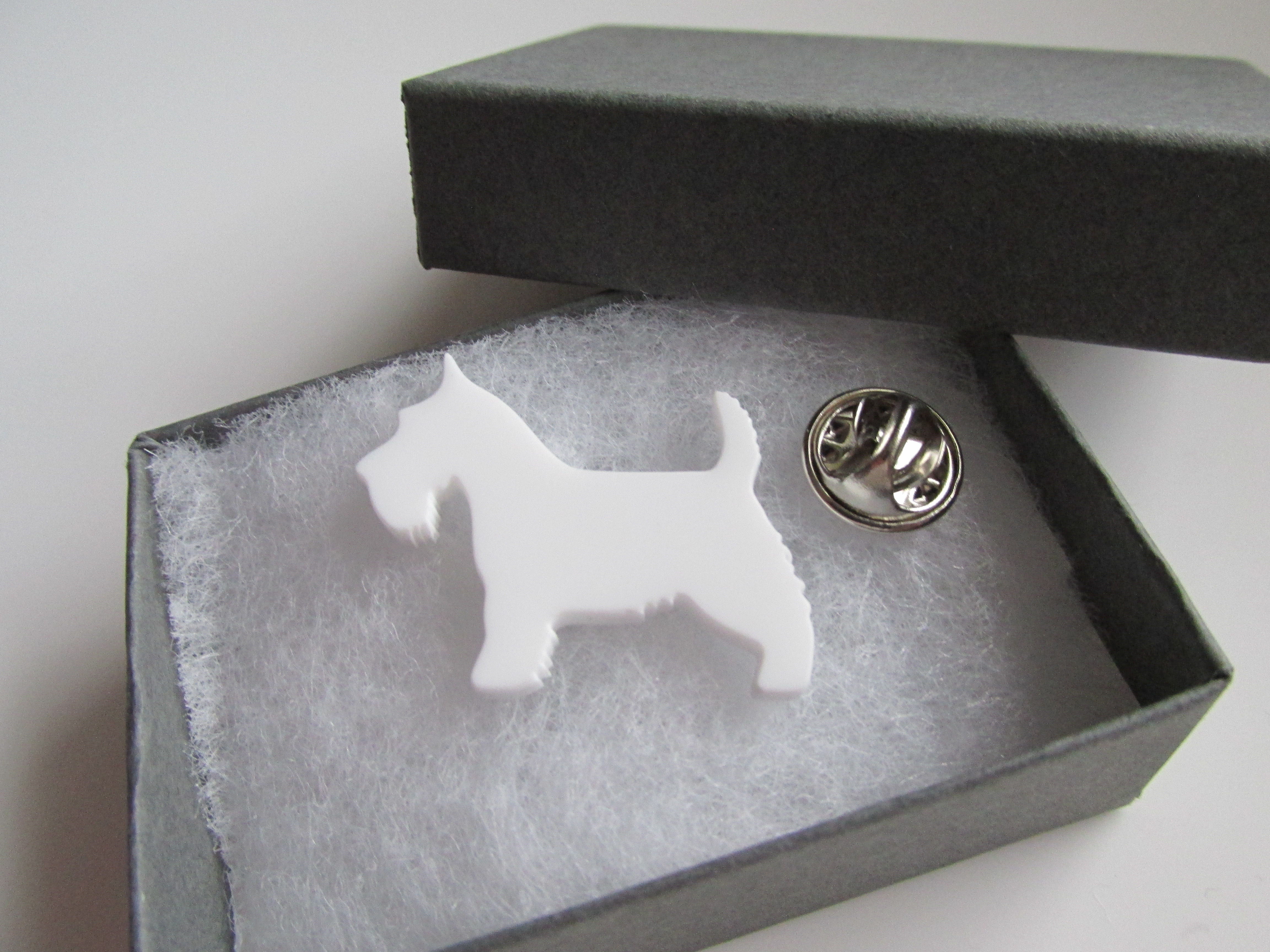 Handmade White Dog Doggie Pet Brooch Tac Pin