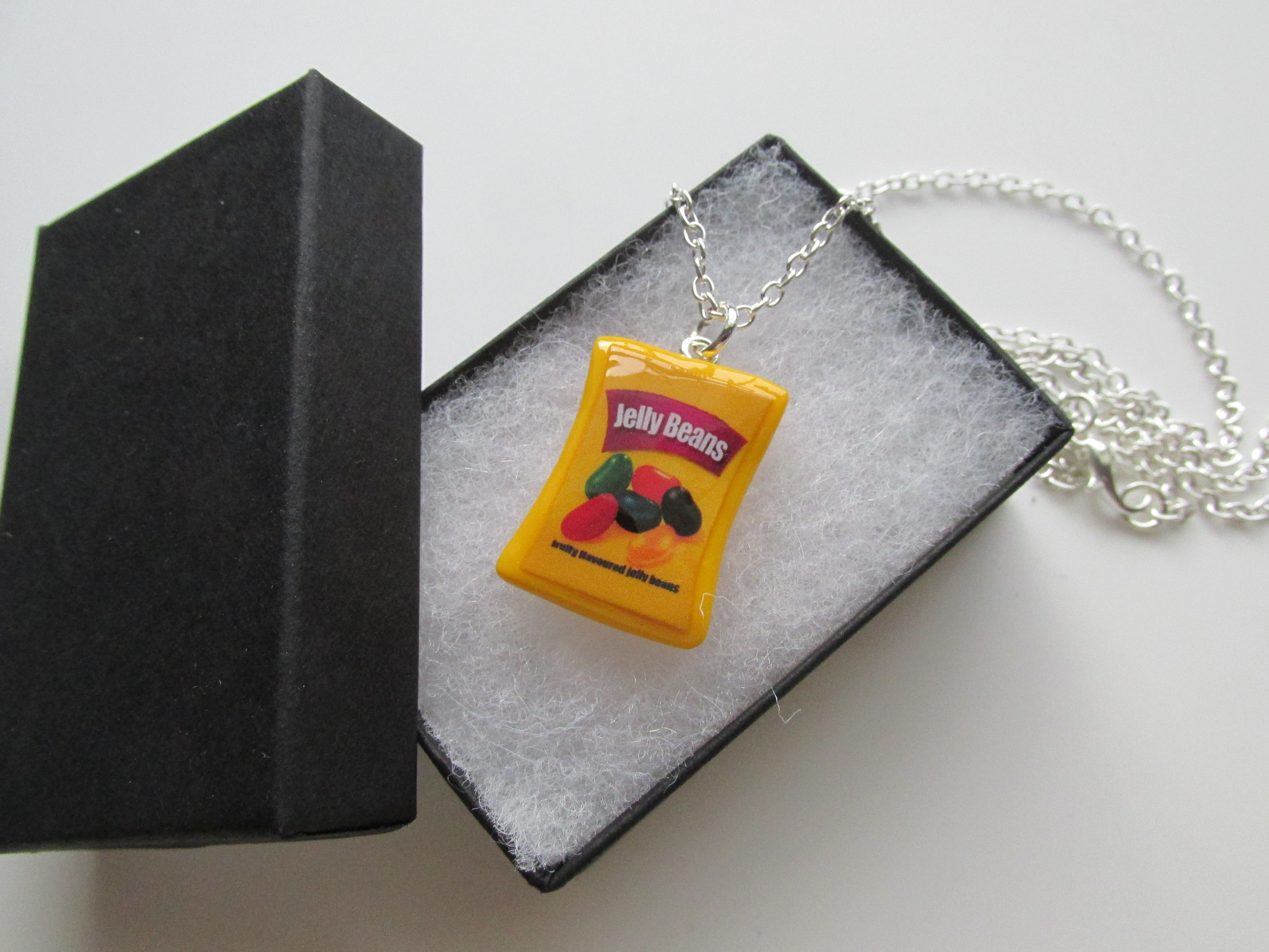 Handmade Fun Fimo Miniature Jelly Bean Sweet Packet Necklace