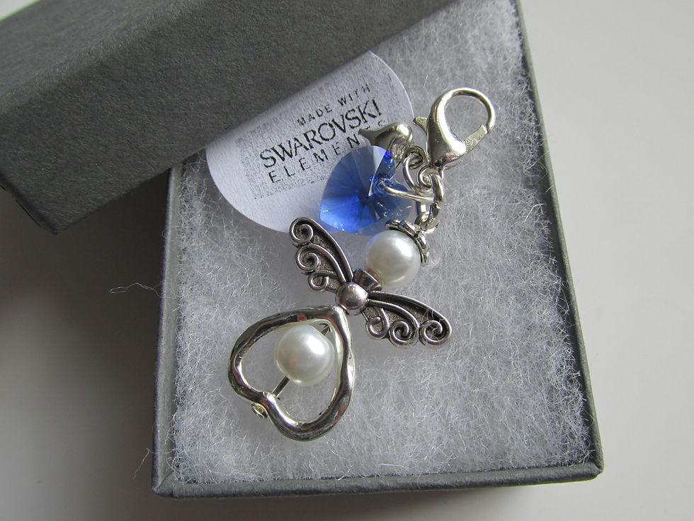 Thumbnail: Handmade Wedding Gift for the Bride Something Blue Heart & Guardian Angel Charm