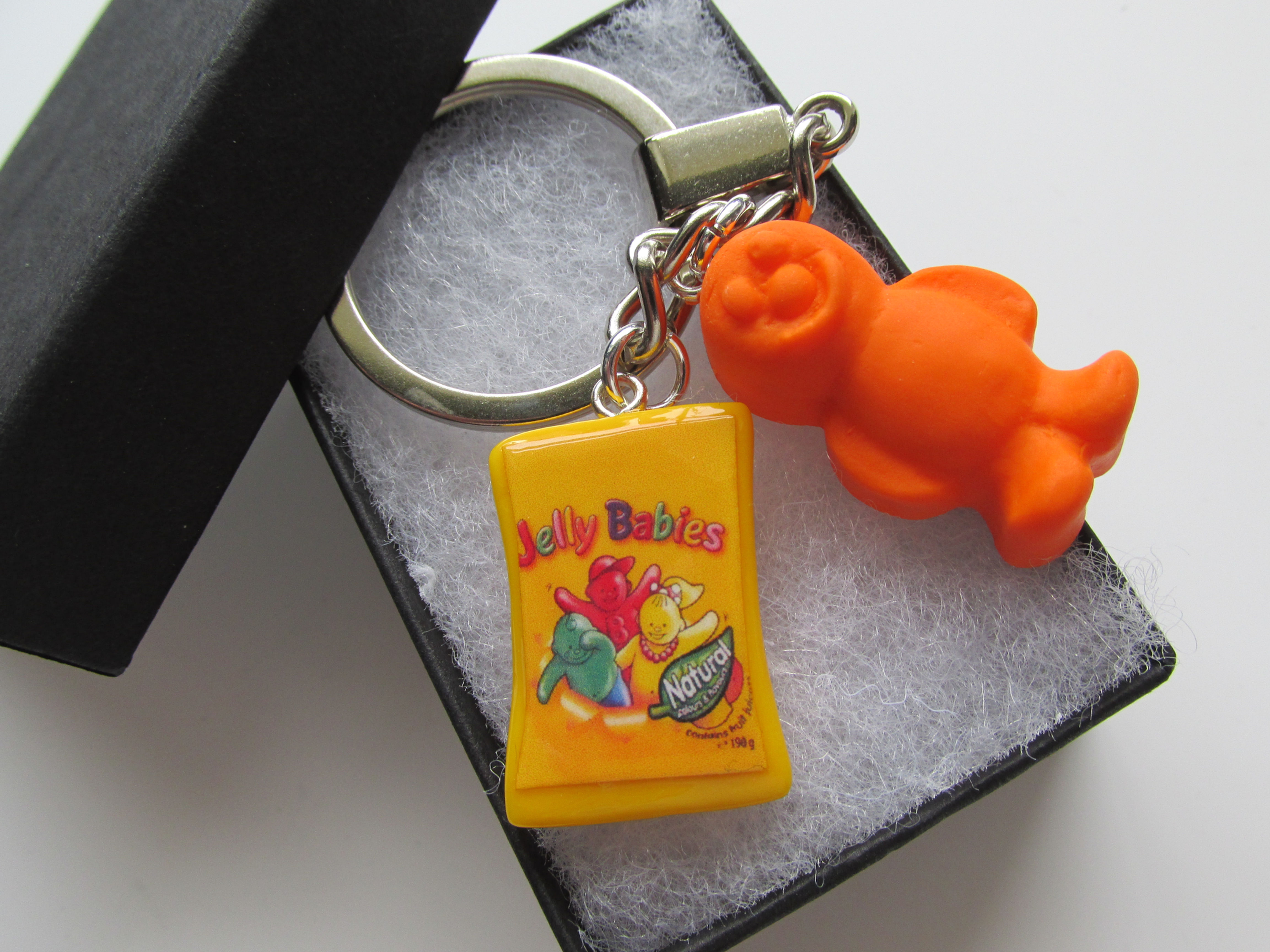 Handmade Miniature Jelly Baby Sweet Packet Charm Keyring