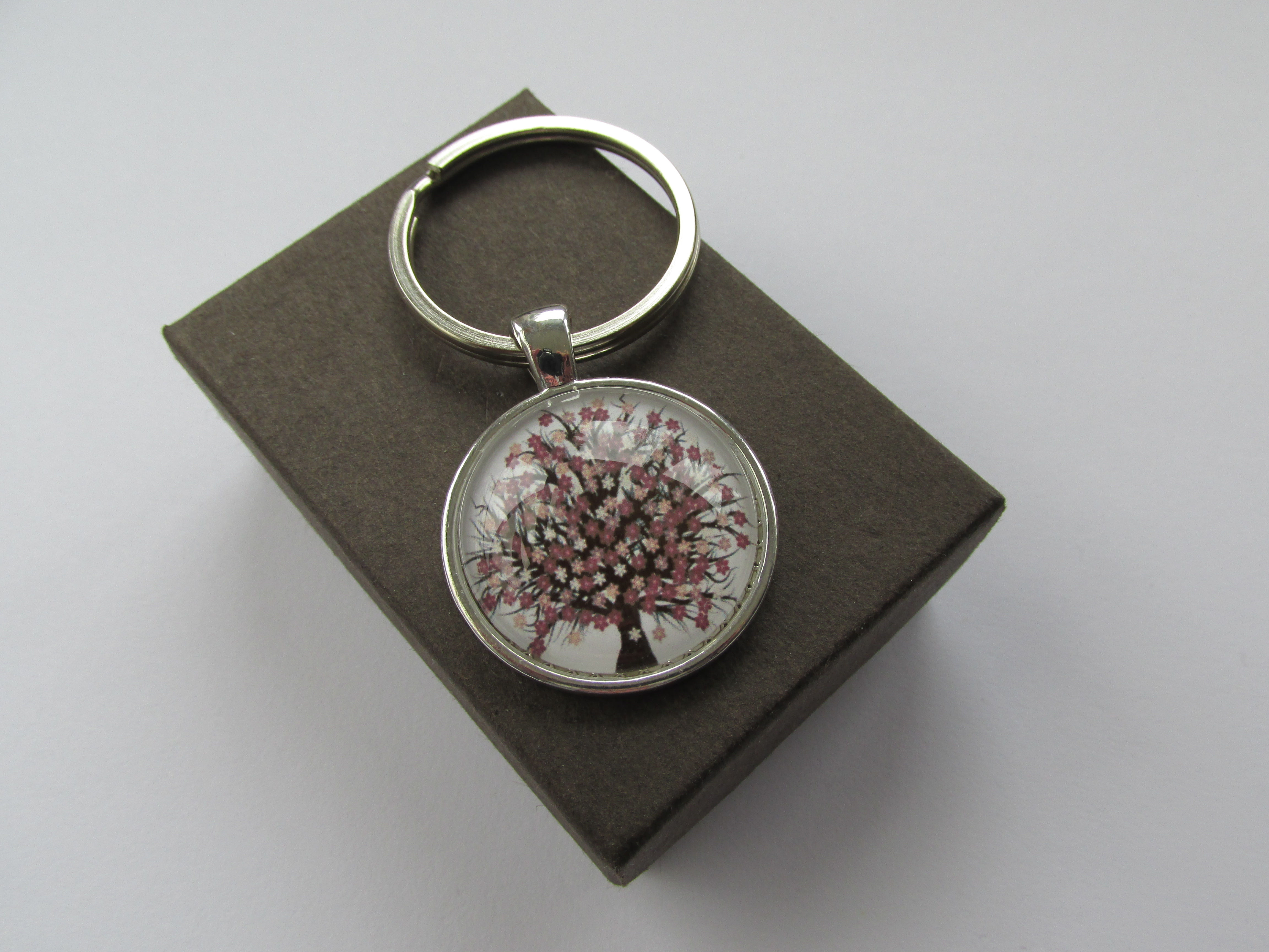 Handmade Purple Tree of Life Pendant Charm Keyring