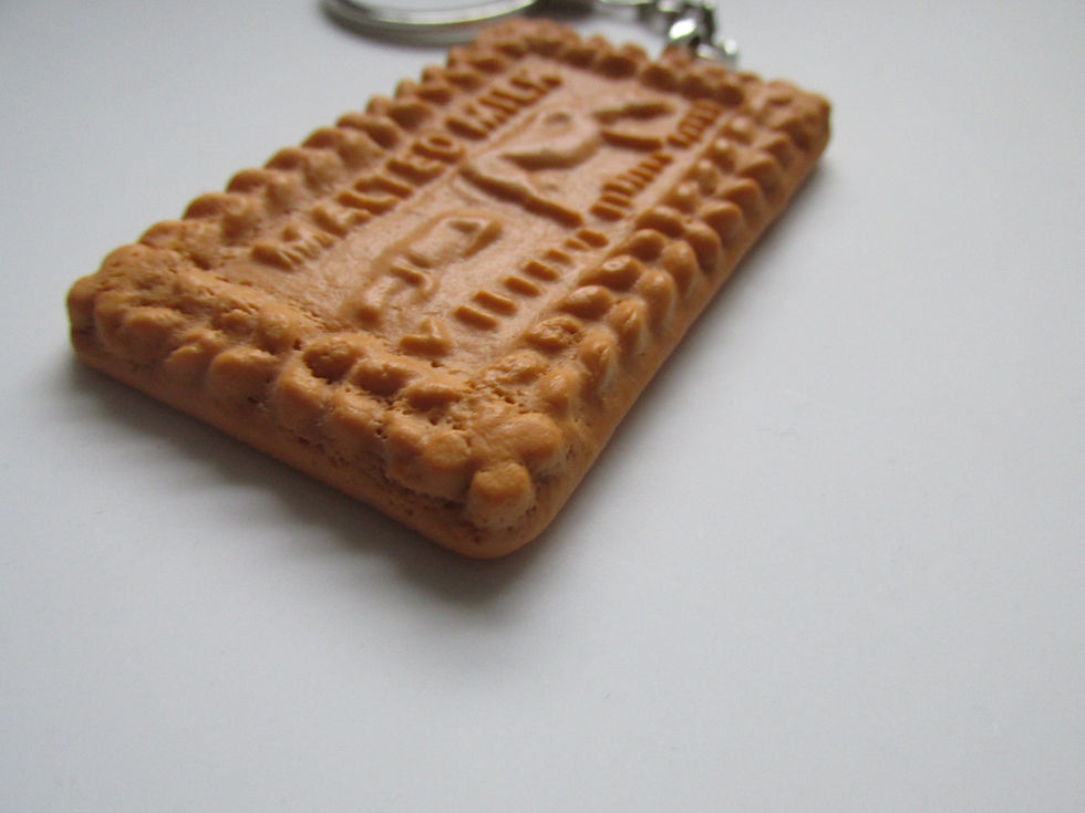 Thumbnail: Handmade Fimo Malted Milk Biscuit Inspired Charm Keyring