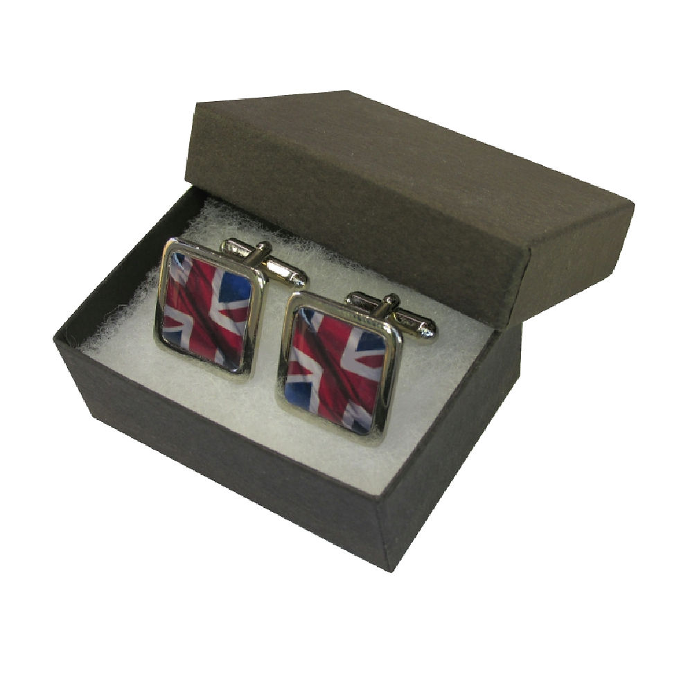 Thumbnail: Handmade United Kingdom National Flag Themed - Silver Plated Square Cufflinks