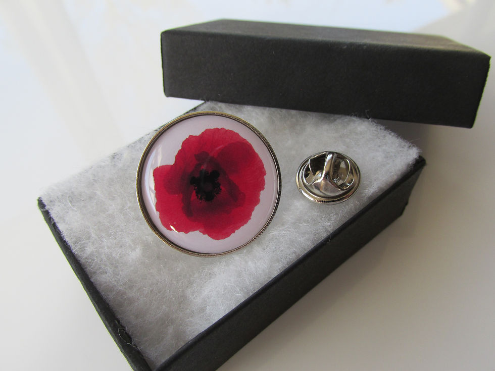 Thumbnail: Handmade Red Poppy Flower Themed - Round Lapel Pin Badge Brooch